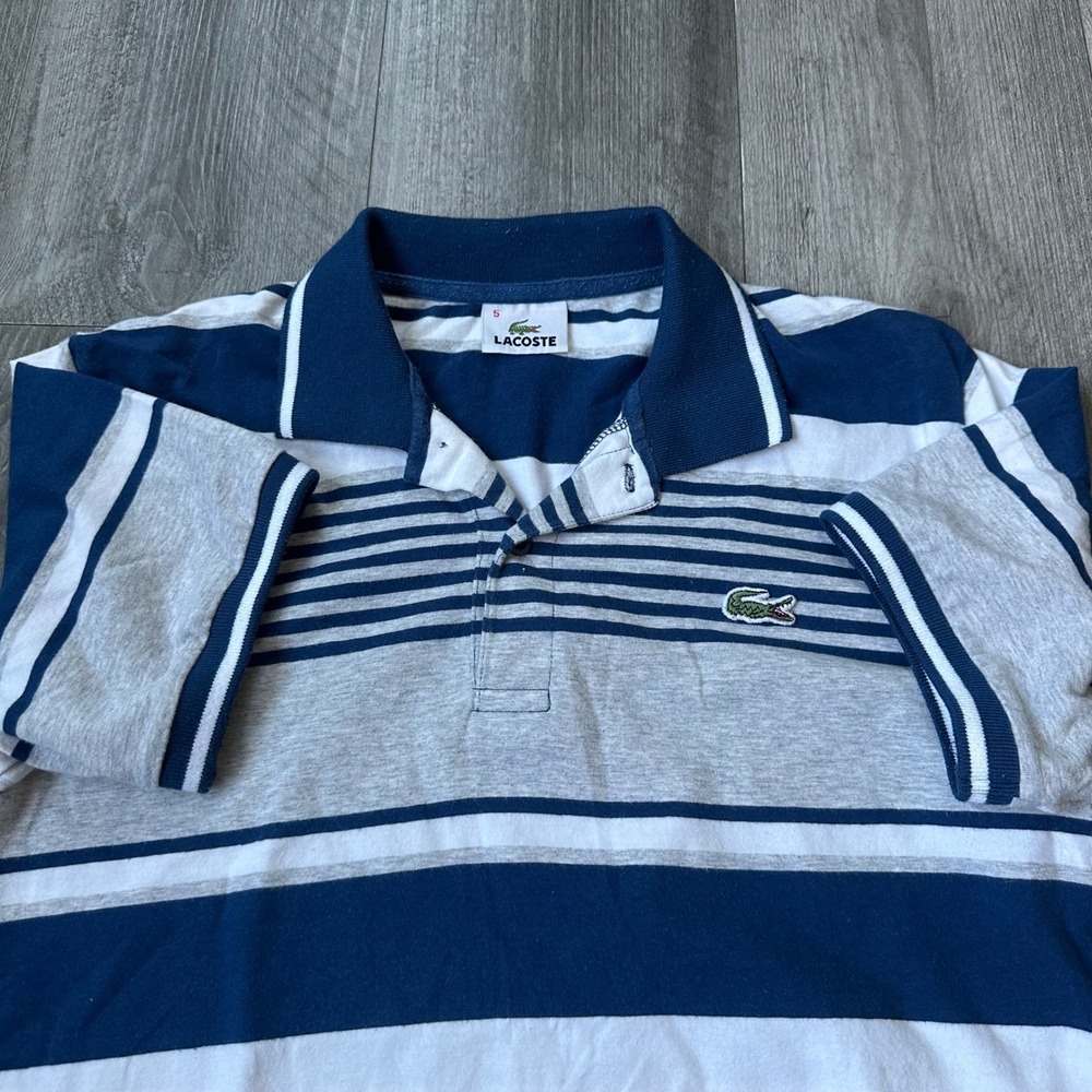 Lacoste Y2K multicolored Striped Polo Shirt Short Sleeve Men's Size 5/medium